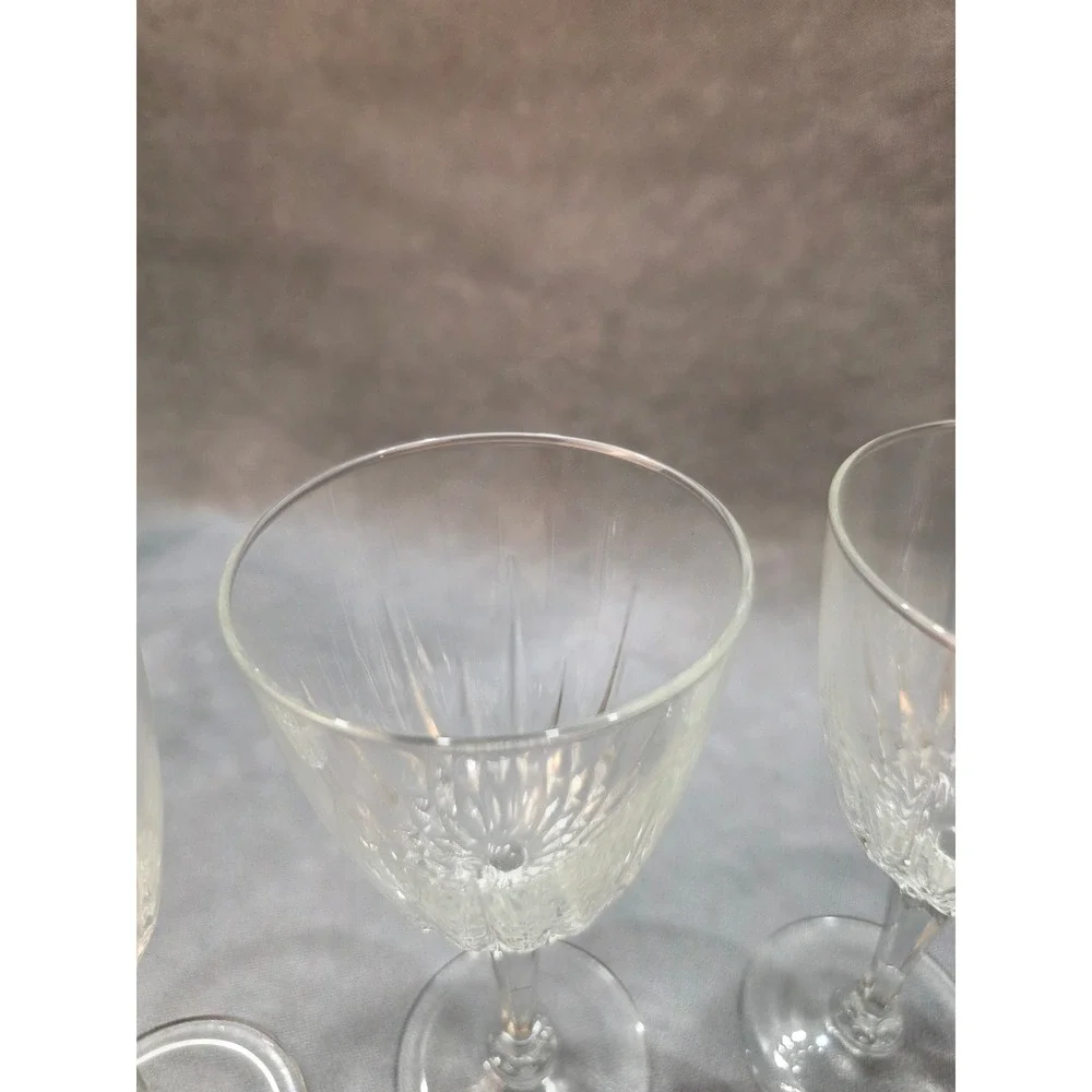 Vintage Cut Crystal Stemware Set 8 Pieces Wine Goblets and Footed Tumblers Clear